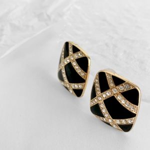 silverlià Middle-aged Vintage Exaggerated Retro Vintage Geometric Rhinestones Ea